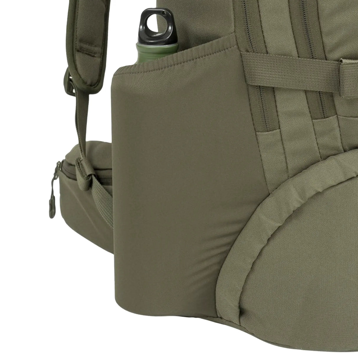 Highlander Eagle 3 Rucksack side elasticated bottle pocket in ranger green