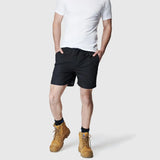 Elwood Men's Elastic Basic Short - Black front view on model