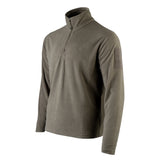Highlander Tactical Ember Fleece Quarter Zip Top in Ranger Green, angled front view showing the hook-and-loop ID panel on the left sleeve