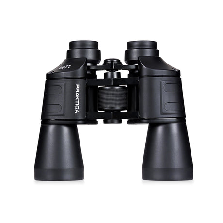 Praktica Falcon 12x50mm Multi Coated Porro Prism Field Binoculars in Black from above on white background
