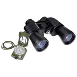 Praktica Falcon 7x50mm Porro Prism Field Binoculars in Black with compass from above on white background
