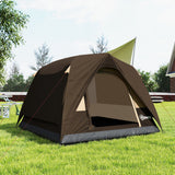 Outsunny 3-4 Person Camping Tent - Brown & Khaki stakes ropes and accessories
