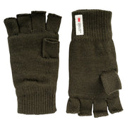 Jack Pyke Fingerless Mitts in olive green, back and palm, with the 3M Thinsulate label on the cuff