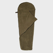 Snugpak Fleece Liner with Zip WGTE laid flat with the top folded back to show the lining and full-length zip