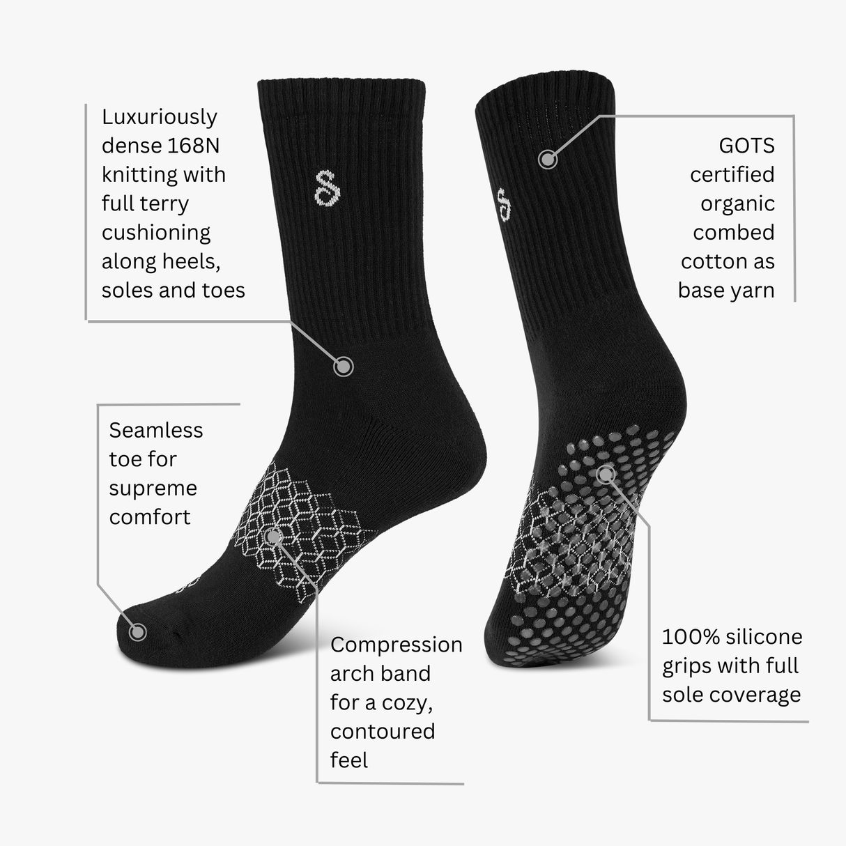 hipSwan Flow Crew Grip Socks