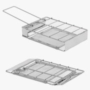 Highlander Folding Camping Grill CP116 - open and closed positions on white background