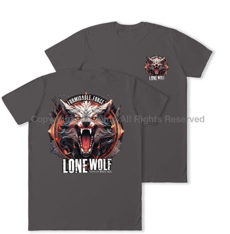 Formidable Force 'Lone Wolf' Double Printed T-Shirt - Charcoal