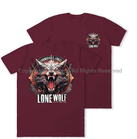 Formidable Force 'Lone Wolf' Double Printed T-Shirt - Maroon