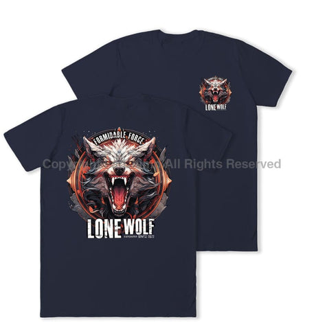Formidable Force 'Lone Wolf' Double Printed T-Shirt - Navy Blue