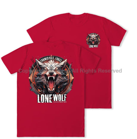 Formidable Force 'Lone Wolf' Double Printed T-Shirt - Red