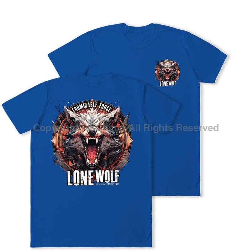 Formidable Force 'Lone Wolf' Double Printed T-Shirt - Royal Blue