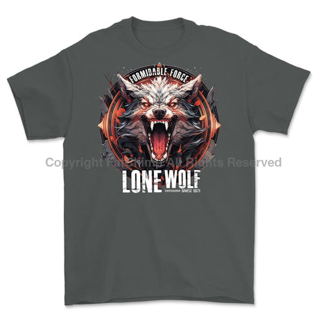 Formidable Force 'Lone Wolf' Printed T-Shirt - Charcoal