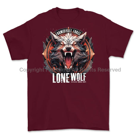 Formidable Force 'Lone Wolf' Printed T-Shirt - Maroon