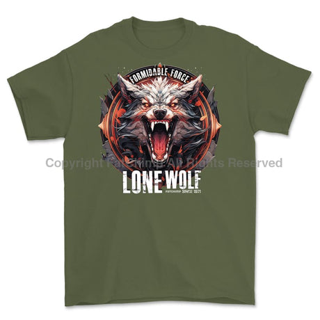 Formidable Force 'Lone Wolf' Printed T-Shirt - Military Green