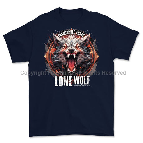 Formidable Force 'Lone Wolf' Printed T-Shirt - Navy Blue