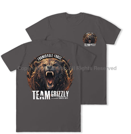 Formidable Force 'Team Grizzly' Double Printed T-Shirt - Charcoal