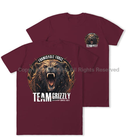 Formidable Force 'Team Grizzly' Double Printed T-Shirt - Maroon