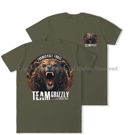 Formidable Force 'Team Grizzly' Double Printed T-Shirt - Military Green