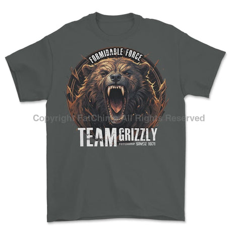 Formidable Force 'Team Grizzly' Printed T-Shirt - Charcoal