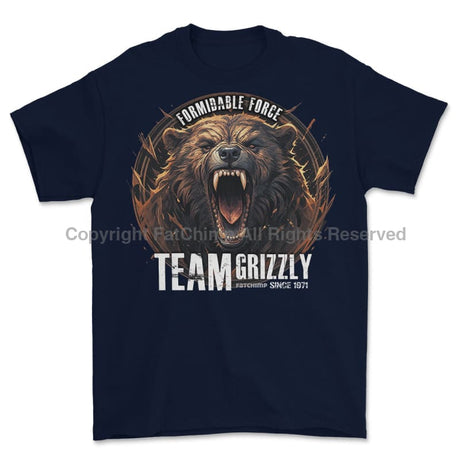 Formidable Force 'Team Grizzly' Printed T-Shirt - Navy Blue