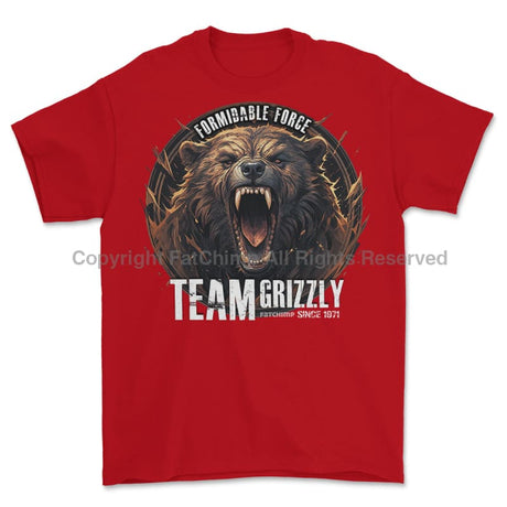 Formidable Force 'Team Grizzly' Printed T-Shirt - Red