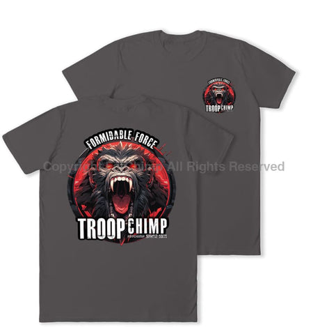 Formidable Force 'Troop Chimp' Double Printed T-Shirt - Charcoal