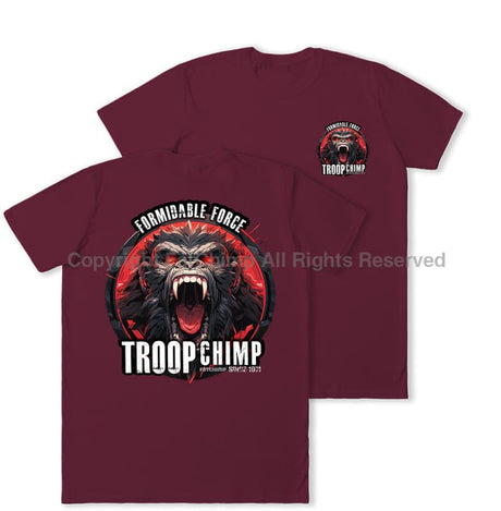 Formidable Force 'Troop Chimp' Double Printed T-Shirt - Maroon