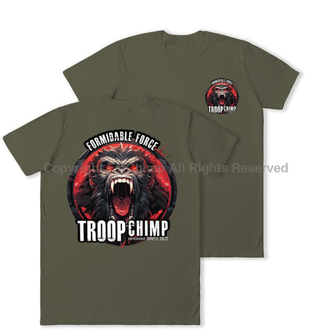 Formidable Force 'Troop Chimp' Double Printed T-Shirt - Military Green