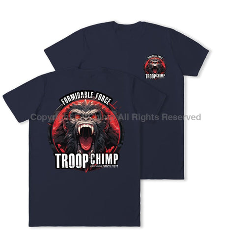 Formidable Force 'Troop Chimp' Double Printed T-Shirt - Navy Blue