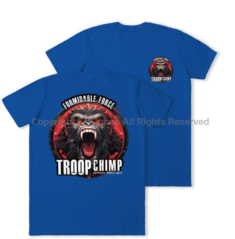 Formidable Force 'Troop Chimp' Double Printed T-Shirt - Royal Blue