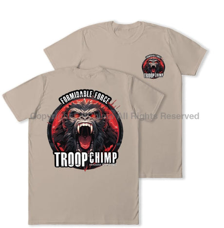 Formidable Force 'Troop Chimp' Double Printed T-Shirt - Sand