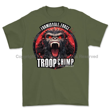Formidable Force 'Troop Chimp' Printed T-Shirt - Military Green