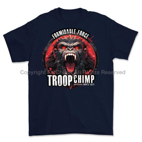 Formidable Force 'Troop Chimp' Printed T-Shirt - Navy Blue