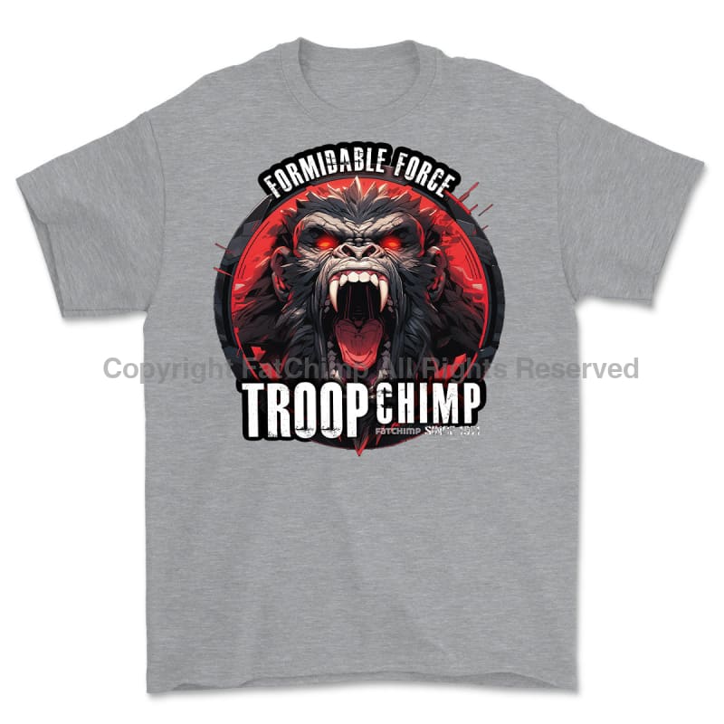Formidable Force 'Troop Chimp' Printed T-Shirt - Sports Grey