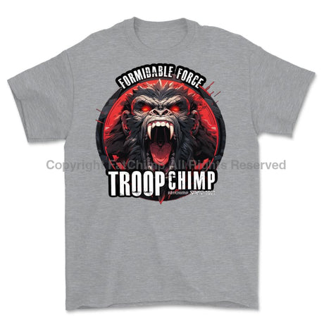 Formidable Force 'Troop Chimp' Printed T-Shirt - Sports Grey