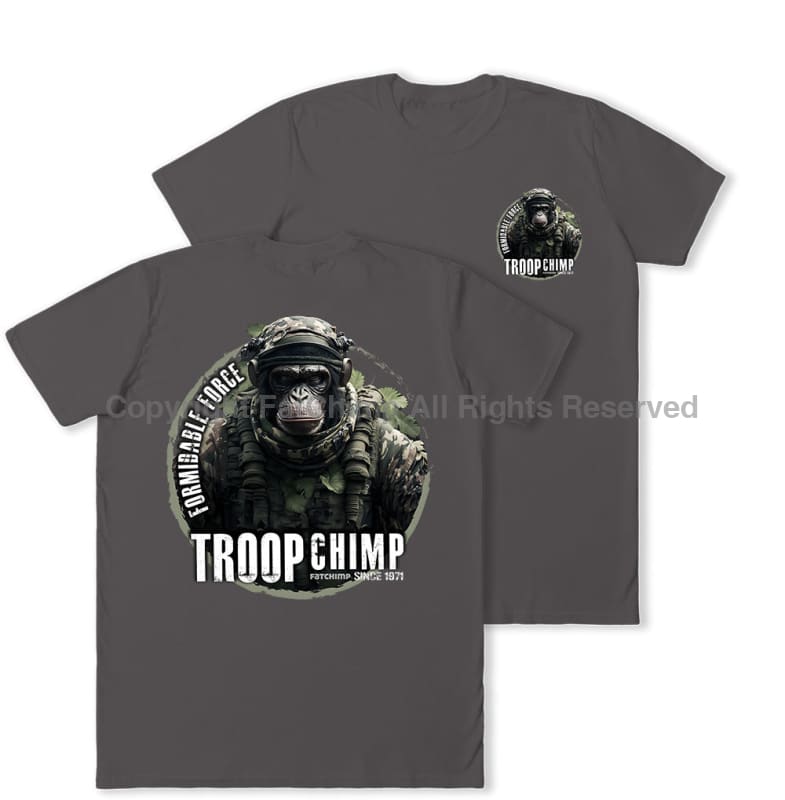 Formidable Force 'Troop Chimp QRF' Double Printed T-Shirt - Charcoal