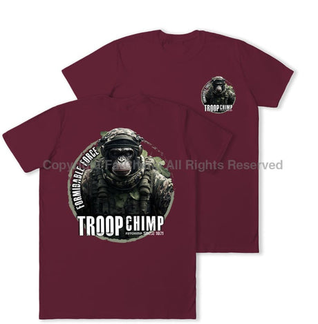 Formidable Force 'Troop Chimp QRF' Double Printed T-Shirt - Maroon