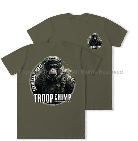 Formidable Force 'Troop Chimp QRF' Double Printed T-Shirt - Military Green