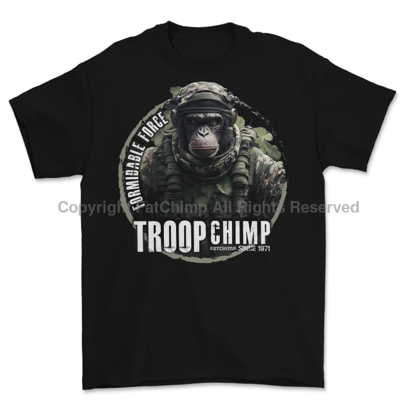 Formidable Force 'Troop Chimp QRF' Printed T-Shirt - Black