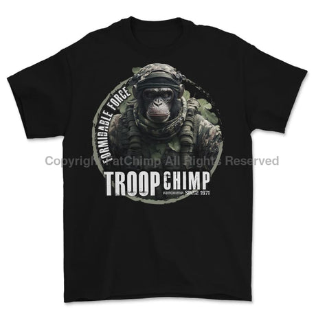 Formidable Force 'Troop Chimp QRF' Printed T-Shirt - Black