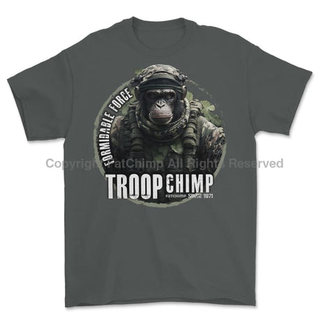Formidable Force 'Troop Chimp QRF' Printed T-Shirt - Charcoal