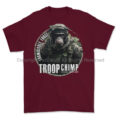 Formidable Force 'Troop Chimp QRF' Printed T-Shirt - Maroon