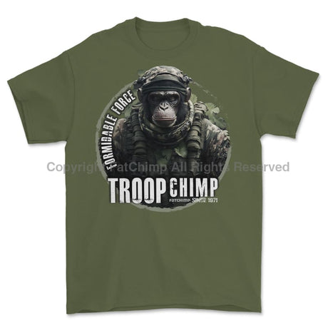 Formidable Force 'Troop Chimp QRF' Printed T-Shirt - Military Green