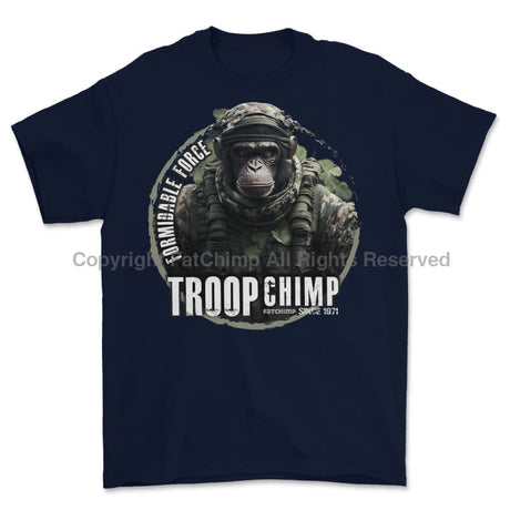 Formidable Force 'Troop Chimp QRF' Printed T-Shirt - Navy Blue