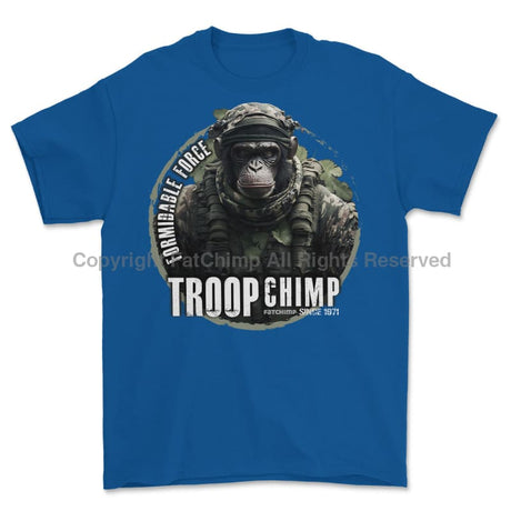 Formidable Force 'Troop Chimp QRF' Printed T-Shirt - Royal Blue
