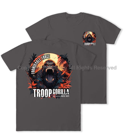 Formidable Force 'Troop Gorilla' Double Printed T-Shirt - Charcoal