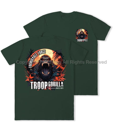 Formidable Force 'Troop Gorilla' Double Printed T-Shirt - Commando Green