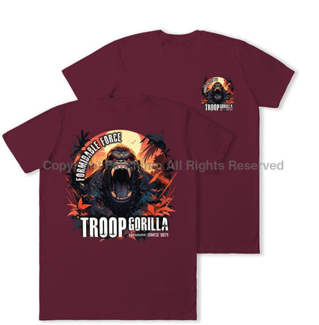 Formidable Force 'Troop Gorilla' Double Printed T-Shirt - Maroon