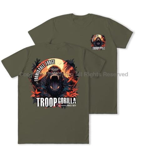Formidable Force 'Troop Gorilla' Double Printed T-Shirt - Military Green