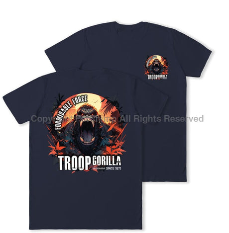 Formidable Force 'Troop Gorilla' Double Printed T-Shirt - Navy Blue